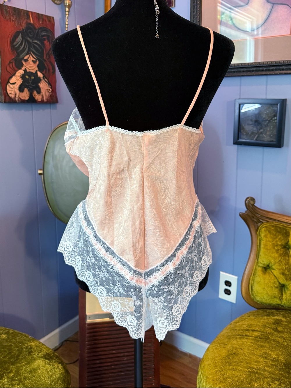 NWT Vintage 70s/80s Lace And Satin Bodysuit Teddy Size L - Picture 3 of 8
